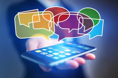 Kavram smartphone arabirim üstünde e-posta gönderme mesaj ŞA