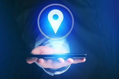 Bir harita - teknoloji kavramı üstünde localization kavramı