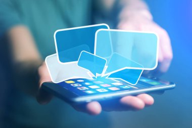Kavram smartphone arabirim üstünde e-posta gönderme mesaj ŞA