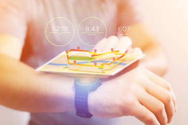 Bir spor smartwatch veri bilgiler ile çalışan arabirimde