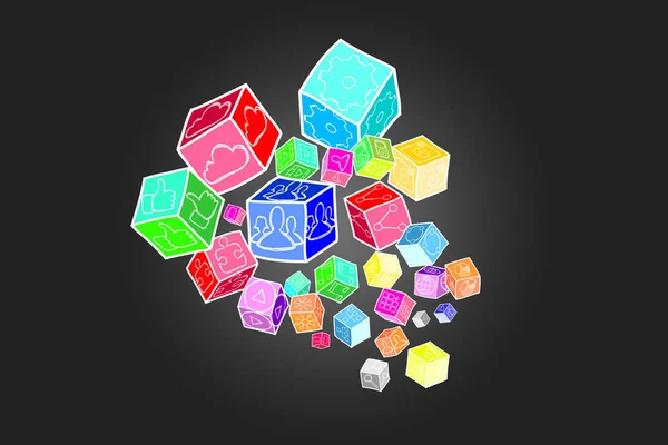 Концепция куба данных Colorfull изолирована на фоне - Technolog — стоковое фото