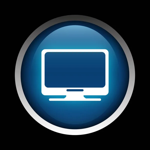 Computer icon on a circle isolated on a black background — Stock Photo, Image