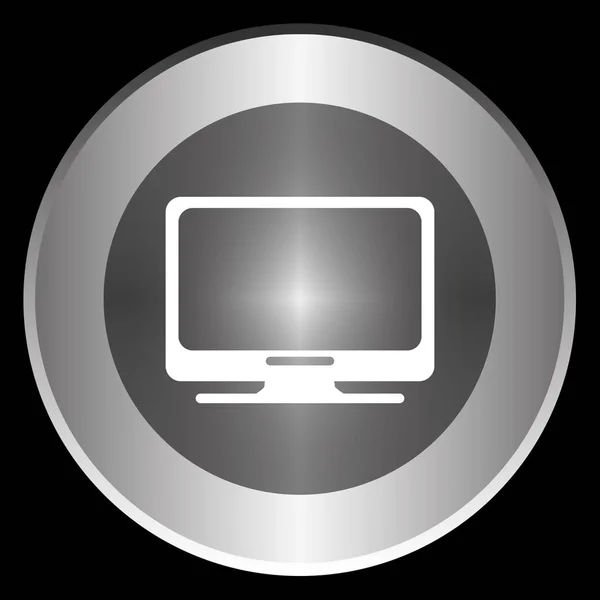Icono de la computadora en un círculo aislado sobre un fondo negro —  Fotos de Stock