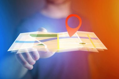 Bir online harita - teknoloji kavramı üzerinde bir yer bulma kavramı