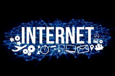 Bir arka plan ve kaplı multime tarafından izole Internet başlığı