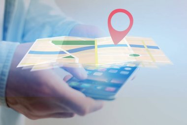 Bir online harita - teknoloji kavramı üzerinde bir yer bulma kavramı