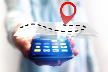 Bir güzergah üzerinde bir online harita - teknoloji co bulma kavramı