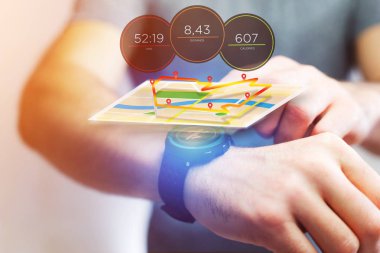 Bir spor smartwatch veri bilgiler ile çalışan arabirimde