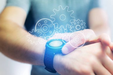 Dişli ayar smartwatch dışarı gidiyor kavramı