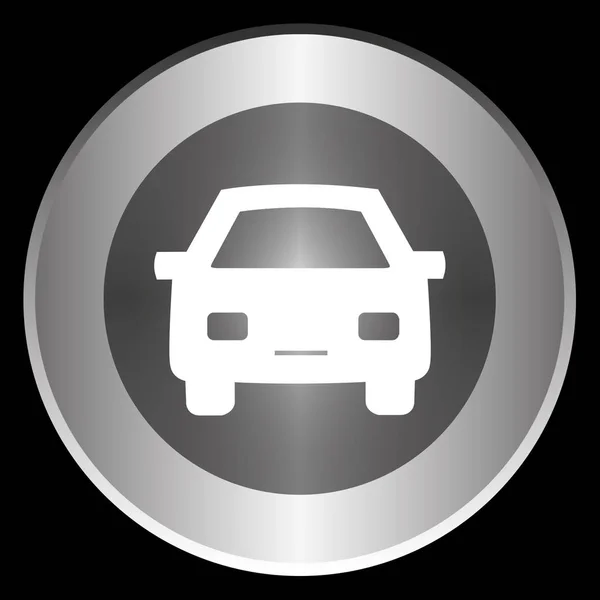 Car icon on a circle isolated on a black background — Stock Photo, Image