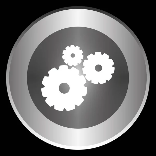 Ícone de configuração em um círculo isolado em um fundo preto — Fotografia de Stock