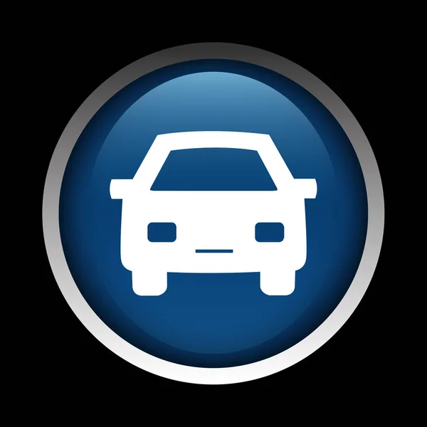 Bil-ikonen på en cirkel som isolerad på en svart bakgrund — Stockfoto
