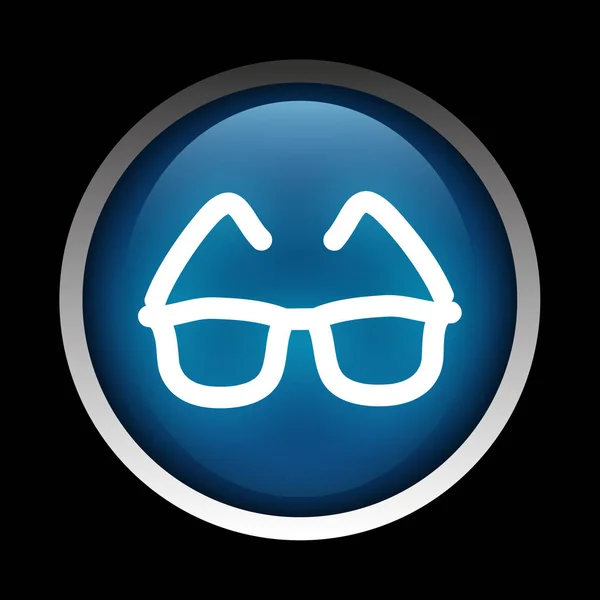 Icona degli occhiali su un cerchio isolato su uno sfondo nero — Foto Stock
