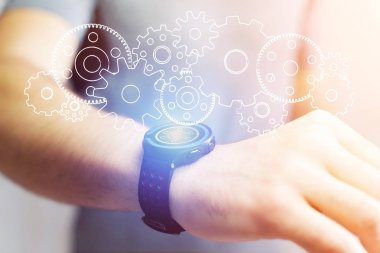 Dişli ayar smartwatch dışarı gidiyor kavramı