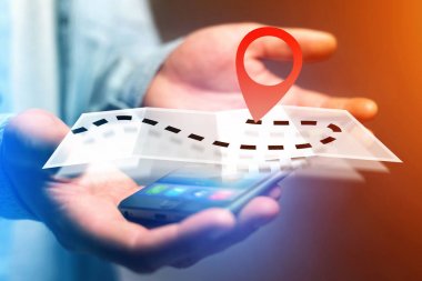 Bir güzergah üzerinde bir online harita - teknoloji co bulma kavramı