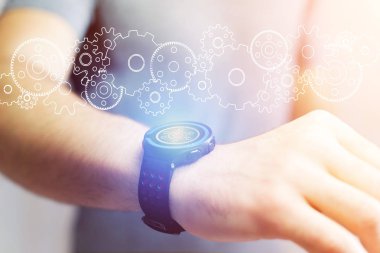 Dişli ayar smartwatch dışarı gidiyor kavramı