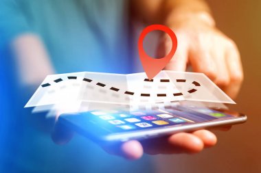 Bir güzergah üzerinde bir online harita - teknoloji co bulma kavramı