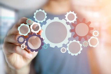 Adam bir karikatür arabirimi ayarı - teknoloji konsepti çizim