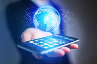 Akıllı telefon tutan adam.