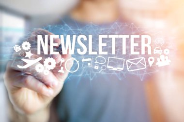 adam holding futuristik bir arayüze