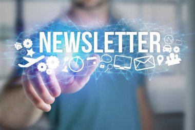 adam holding futuristik bir arayüze