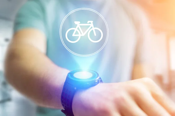 Bicycle icon over device — Stock Photo, Image