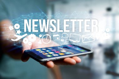 Bülten titl ile futuristik bir arayüze tutan adam kavramı