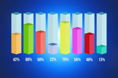Bir arka plan üzerinde - iş izole renkli istatistik çubuk grafiği 