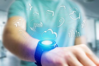 Adam smartwatch arabirimin dışına gidiş iş simge el çekilmiş