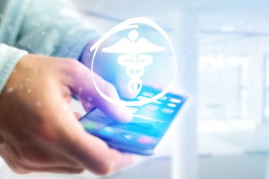 Bir akıllı telefon arayüzü - teknoloji konsantrasyon gidiş eczane simgesi