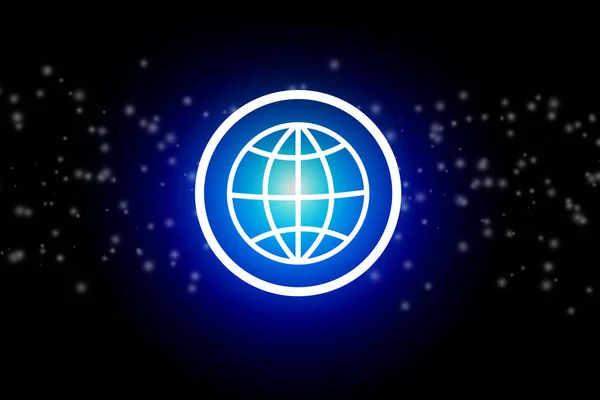 Icona del globo su sfondo scuro astratto - concetto di comunicazione — Foto Stock