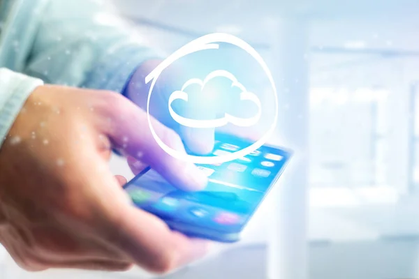 スマート フォンのインターフェイス - 技術の概念を行く雲のアイコン — ストック写真