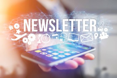 Bülten titl ile futuristik bir arayüze tutan adam kavramı