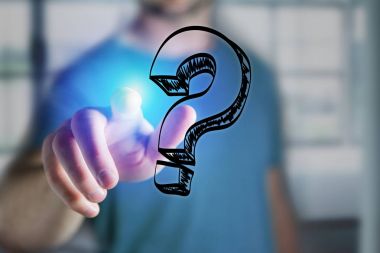 erkek parmak bir soru işareti dokunmadan