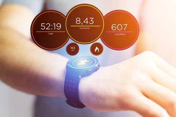 Interfaz de ejecución en smartwatch deportivo — Foto de Stock