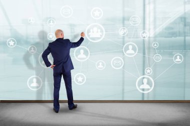 İşadamı ile bir iş ağı