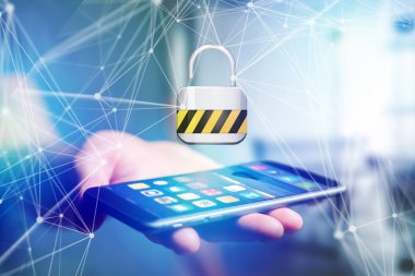 Asma kilit güvenlik bağlantı bir futuristik bir arayüze üzerinde görüntülenen 