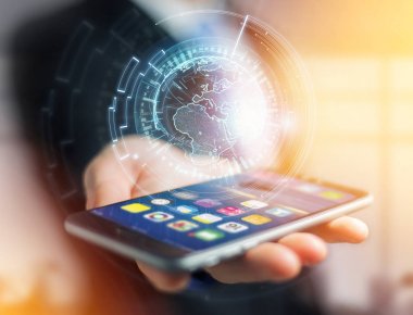 Uluslararası Dünya iletişim üzerinde bir futuristik Inte görüntülenen