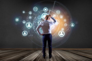 Uluslararası ağ küre bağlantısı ile işadamı