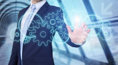 Dişli çark settin teknoloji arabirimi dokunmadan işadamı