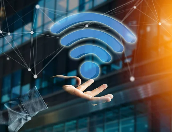 WiFi-symbolen som visas på en futuristisk interface - anslutning och — Stockfoto