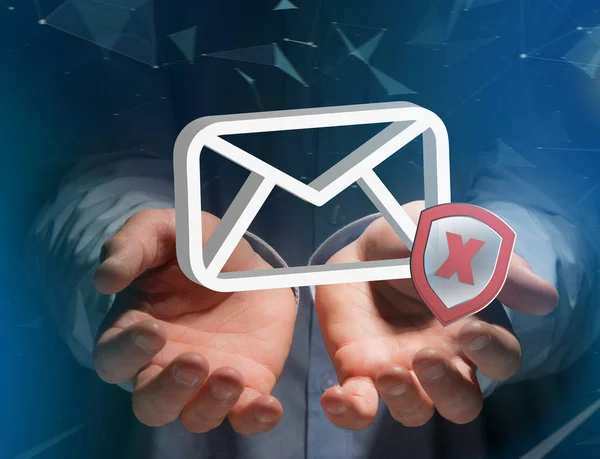Mensaje de spam Símbolo de correo electrónico mostrado en una interfaz futurista  - —  Fotos de Stock