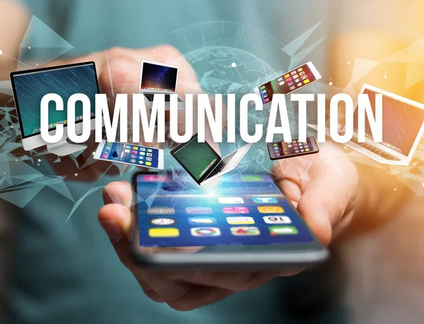 İletişim başlığı kaplı gibi smartphone aygıt tarafından tablet 