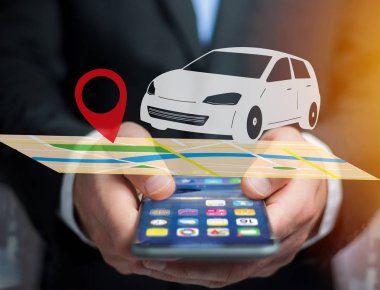 Pim tutucu ile harita üzerinde araç