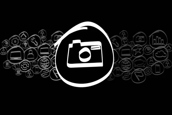 Kamera-Ikone in Wolke gemischt — Stockfoto