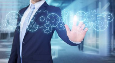 Teknoloji arabirimi dokunmadan işadamı 