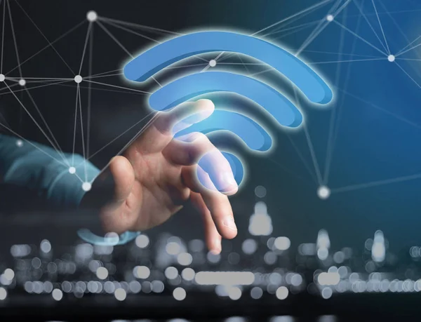 WiFi-symbolen som visas på en futuristiska gränssnitt — Stockfoto