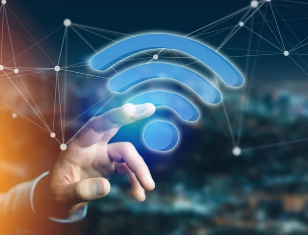 WiFi-symbolen som visas på en futuristiska gränssnitt — Stockfoto