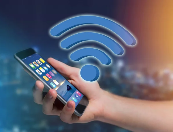 Símbolo Wifi mostrado en una interfaz futurista — Foto de Stock
