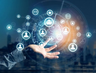 Uluslararası ağ üzerinde futuristik bir arayüze görüntülenen